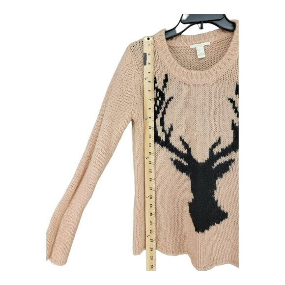 Forever 21 Womens Sweater Buck Deer Stag Mohair Small Peach Casual Holiday - Picture 5 of 8